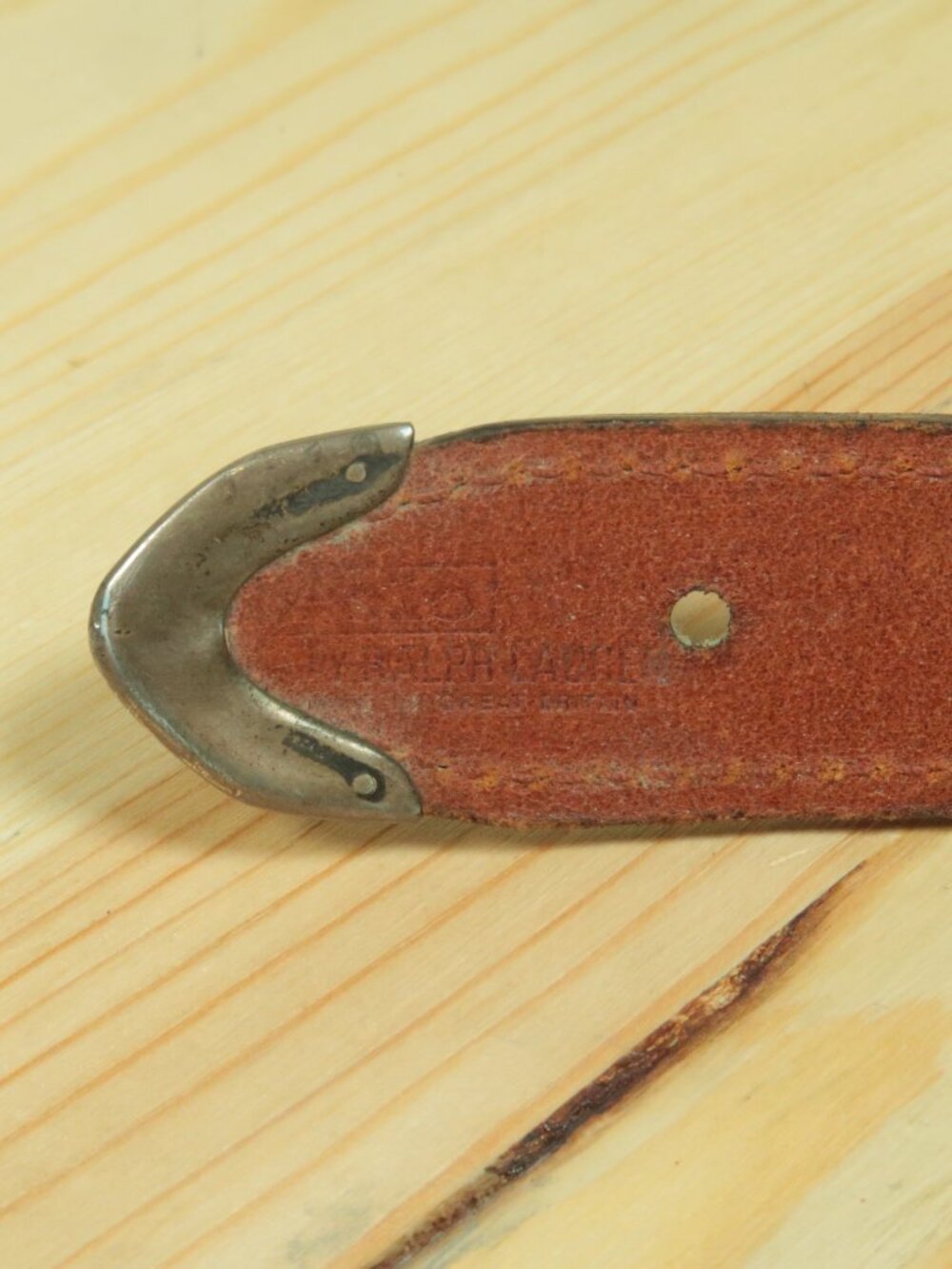 Vtg 80s Polo Ralph Lauren Western Sterling Silver Belt Mens 34 Brown Made in UK - Picture 8 of 10